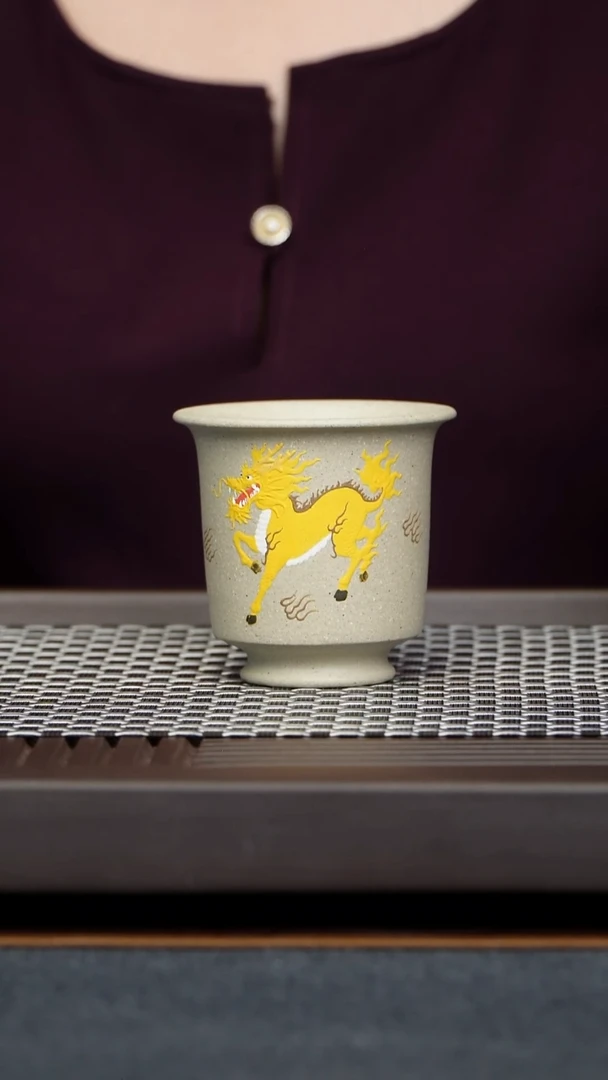 茶杯段泥S**O麒麟杯原矿零添加羊脂白玉段全手工制作
