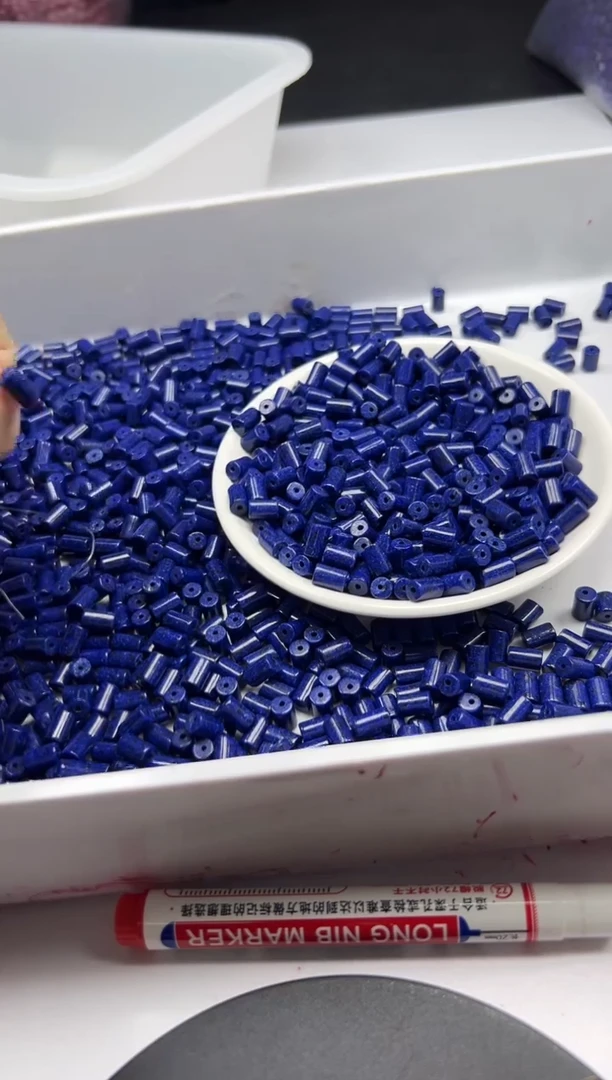 未镶嵌颈饰玛瑙/玉髓W591青*金石桶珠8*5mm*20颗