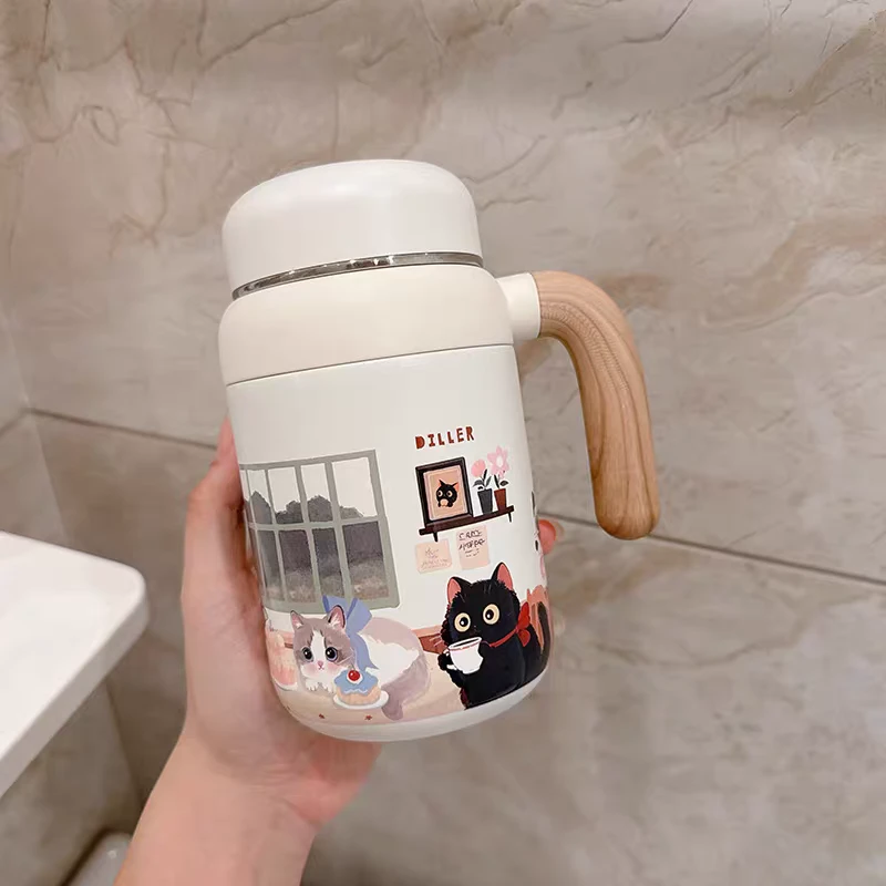 迪乐贝尔猫咖保温杯480ml