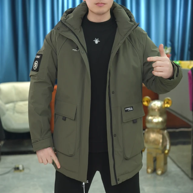 【麦炫严选】男士中长款冬季连帽三防户外纯色极寒加厚非标外套9921