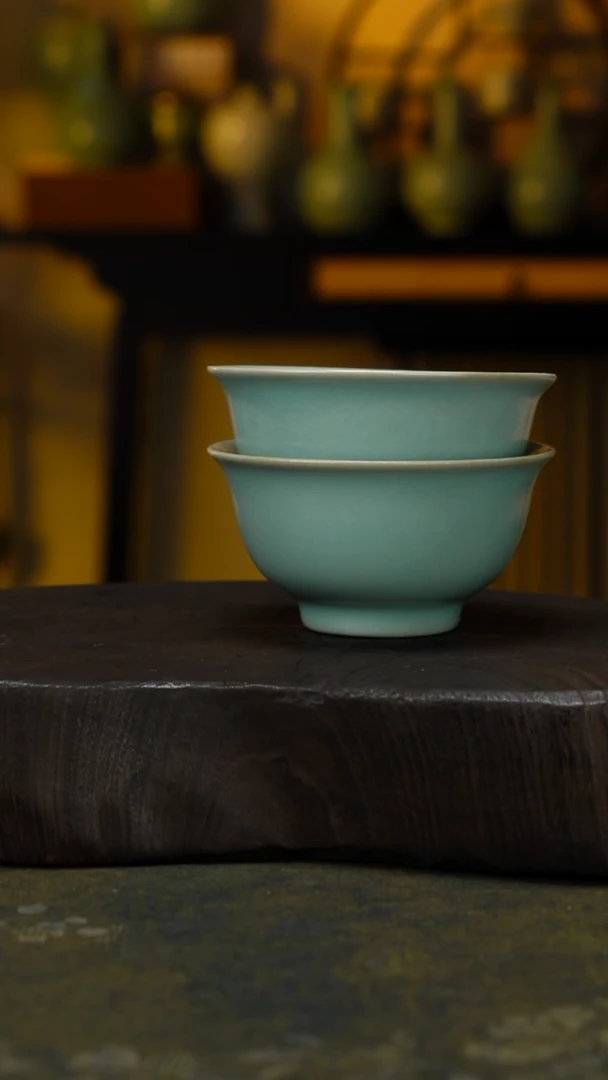 杯子瓷两只直足压手杯-微微不完美