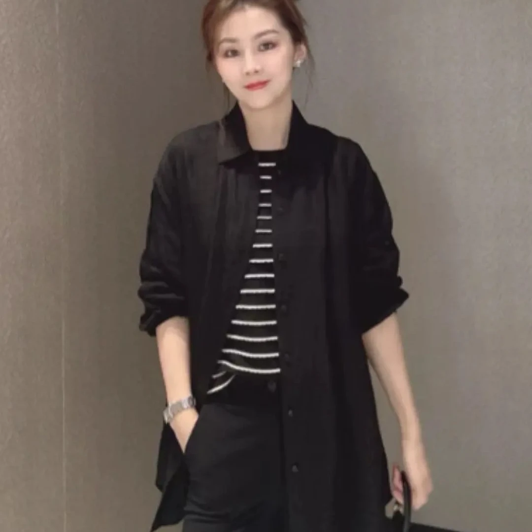 GIRDEAR哥弟夏款廓形简约百搭造型防晒透气薄款纯色衬衫1300898