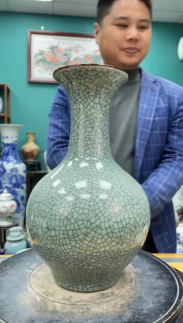 摆件开片赏瓶陶瓷摆件