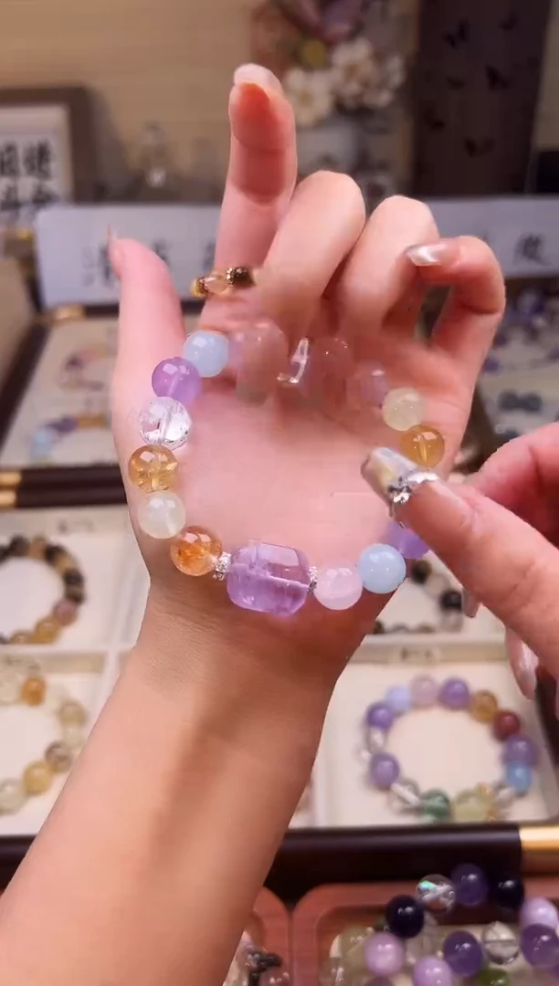 未镶嵌手串水晶彩虹糖