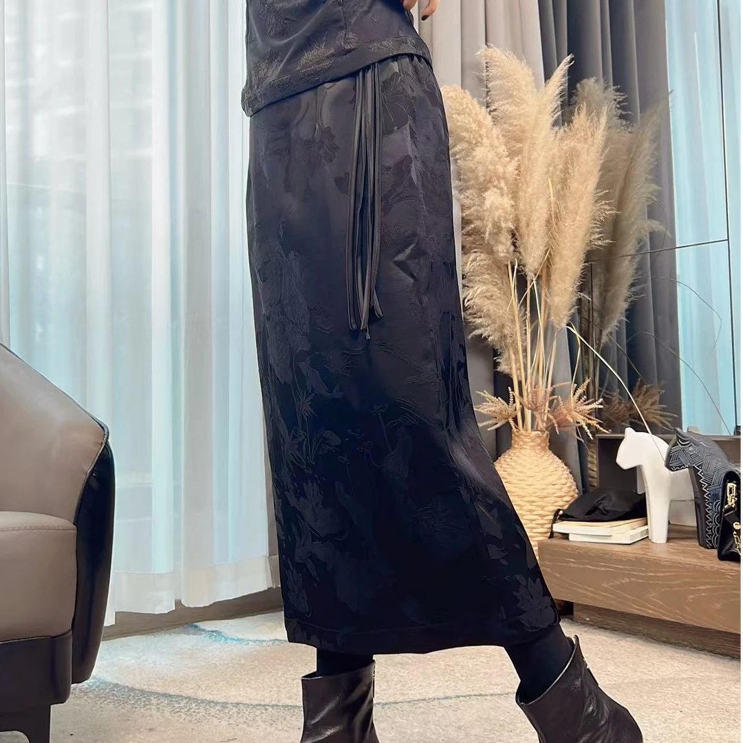 服装人茜茜23-139 早春新款新中式国风提花半裙设计感半身裙