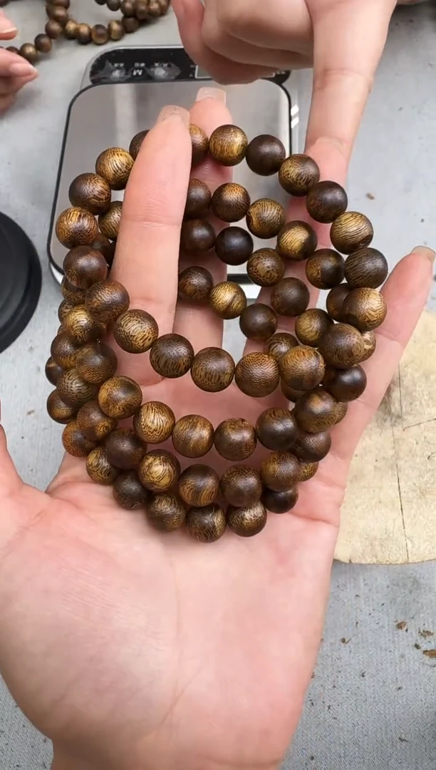 沉香手串1007虎斑棋圆珠单圈多样性发一