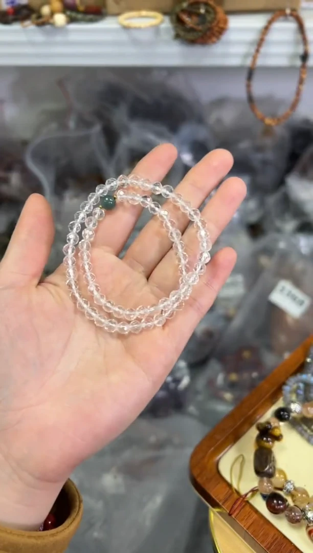 【闪购商品】水晶手链未镶嵌切面白水晶翡翠款双圈