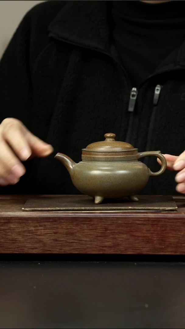 茶壶紫砂蟹壳青柴烧 古卣傲雪