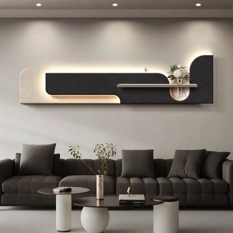 高档轻奢水培绿植立体砂岩壁画装饰客厅沙发背景墙