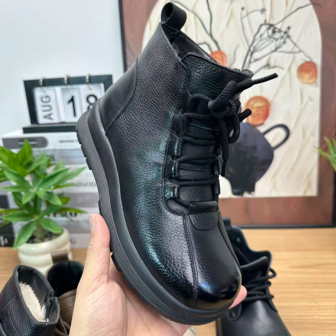 新款牛皮头层防滑新中式减震时尚雪地靴英伦女鞋平底软底休闲女鞋