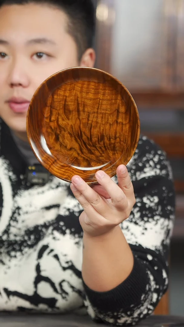 金丝楠788号阴沉满花手工大漆坚果盘18cm