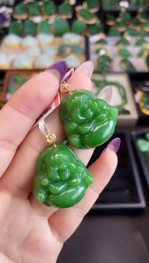 【闪购商品】和田玉吊坠18K金镶嵌30MM 多样性发一