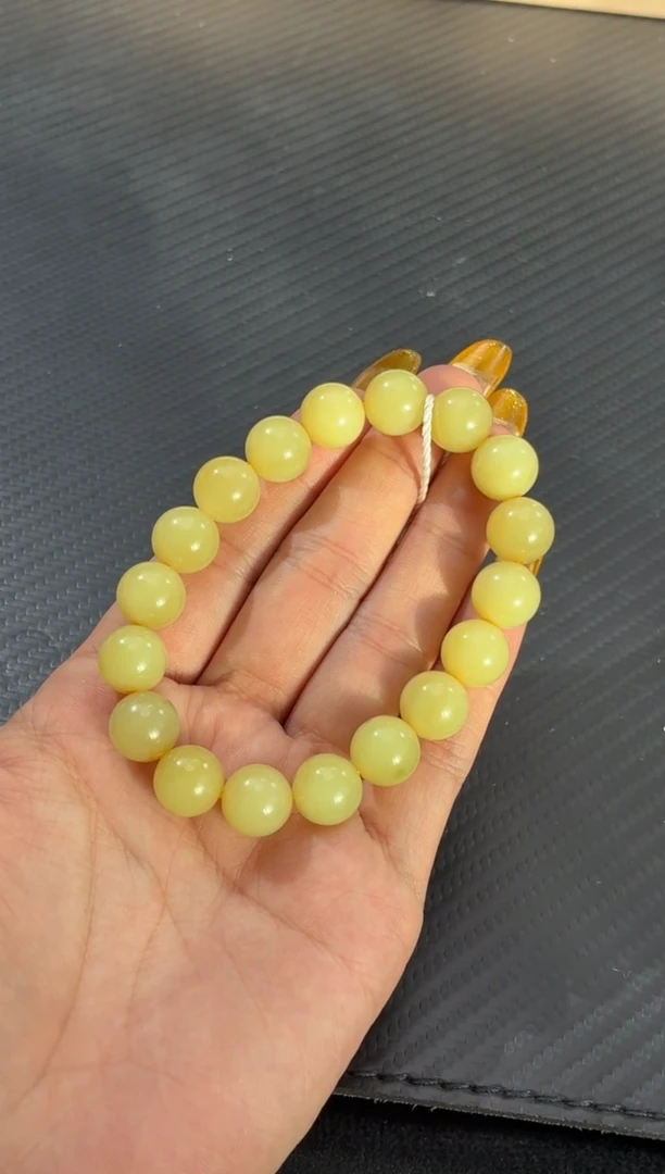 未镶嵌手链和田玉若羌安徽矿鸡油黄口手串卡11微色差