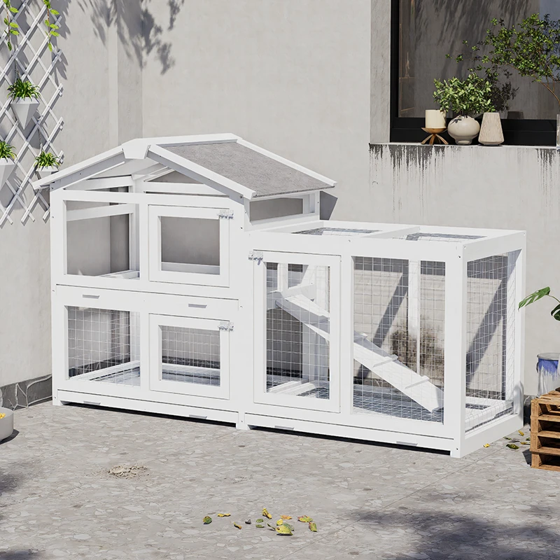 兔笼子防喷尿豪华双层抽屉式兔窝实木鸽子笼别墅特大号房户外专用