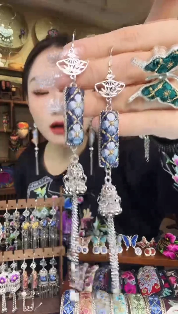 刺绣非遗刺绣民族风耳环