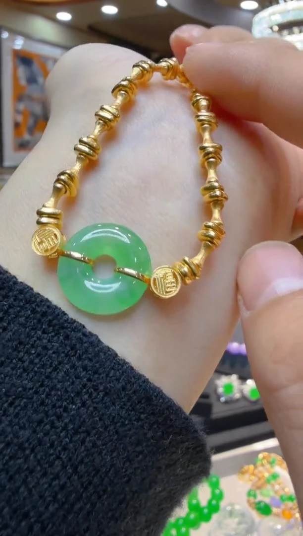 足金镶嵌手链翡翠多样性团购发一件