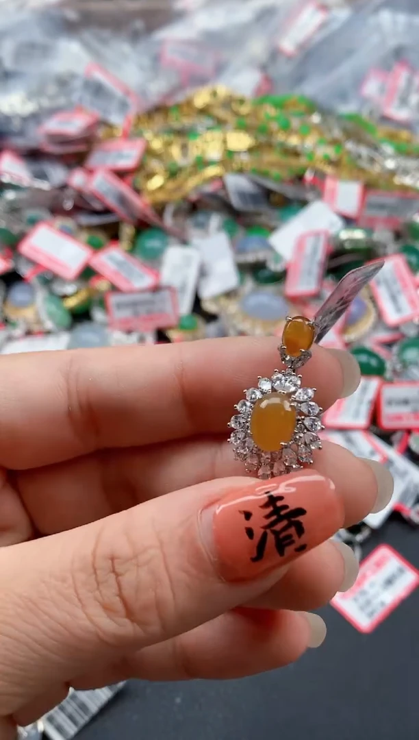 银S925镶嵌戒指翡翠天然A货缅甸翡翠