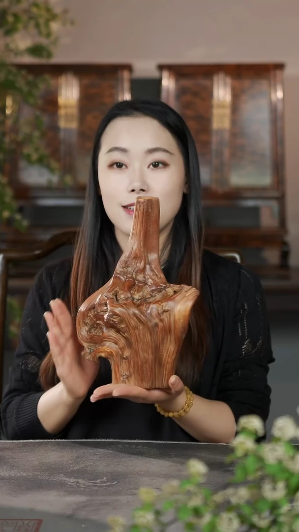 柏木（崖柏）淳化黑油花器933