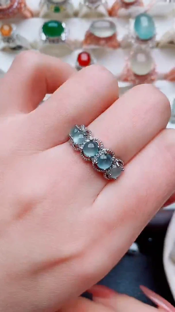 银S925镶嵌戒指翡翠...