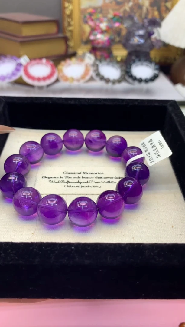 【闪购商品】水晶手串未镶嵌15+透体乌拉圭紫水颜色以实物为主