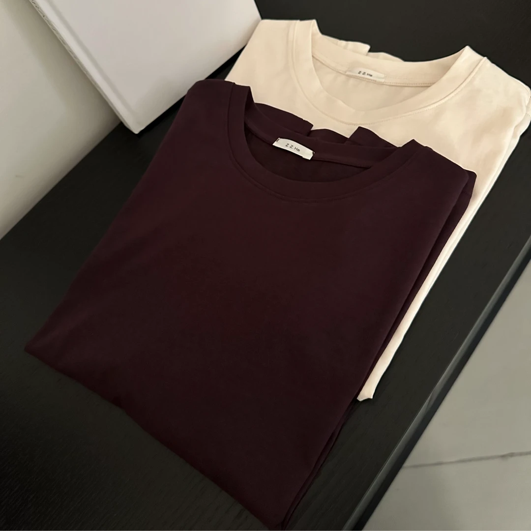 自制纯色百搭短袖体恤简约圆领