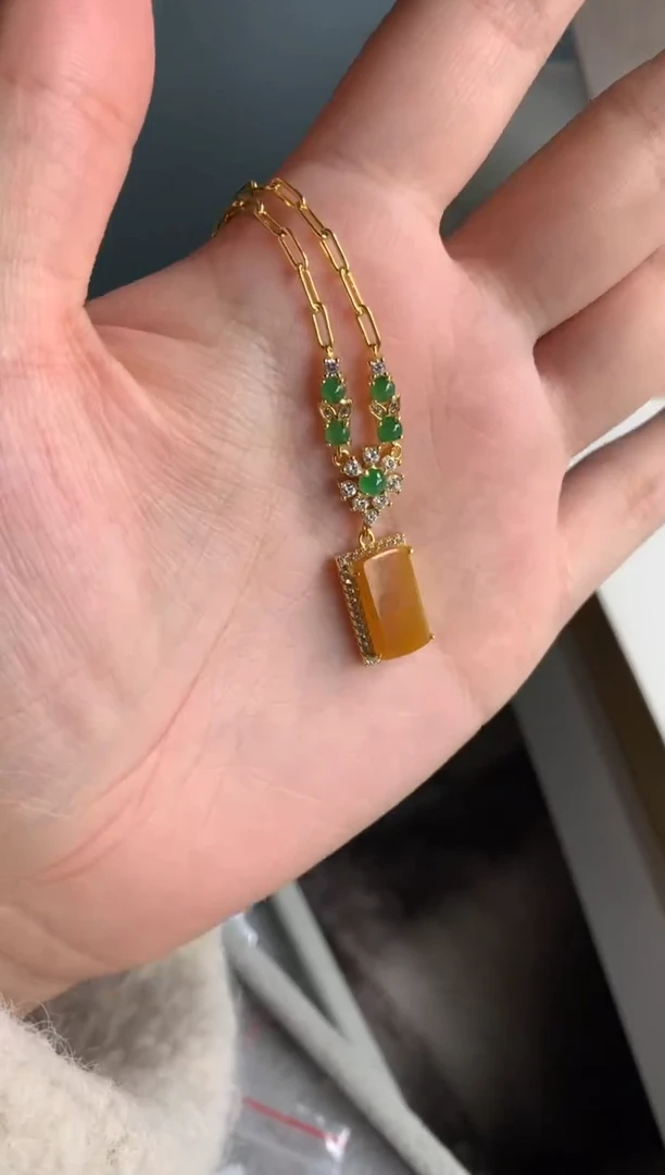 银S925镶嵌戒指翡翠项链1