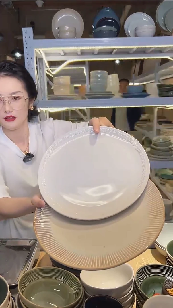 瓷106（大盘鸡）外贸尾货高温釉下彩陶瓷餐具默认微瑕