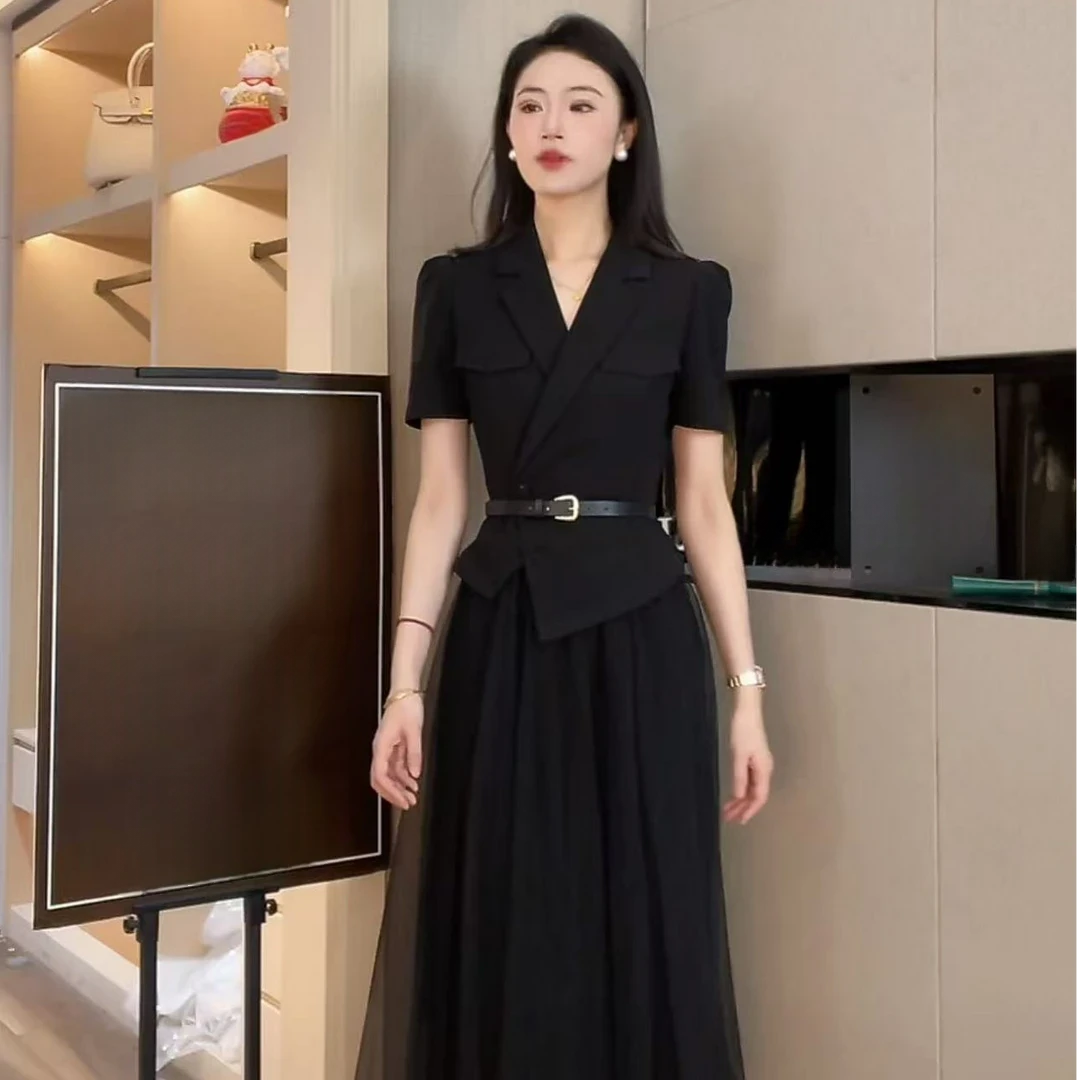 【三件套】【裙子有内衬】夏季休闲风小西装时尚上衣+半身裙 1166