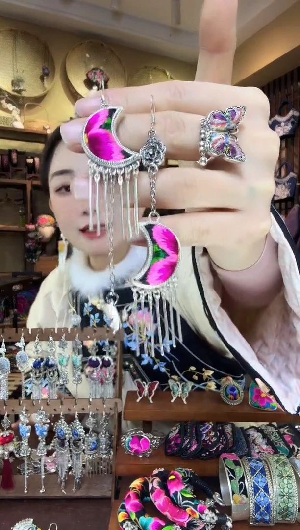 刺绣非遗刺绣民族风耳环