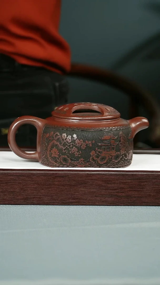 茶壶紫砂 石红泥料  牛盖莲子