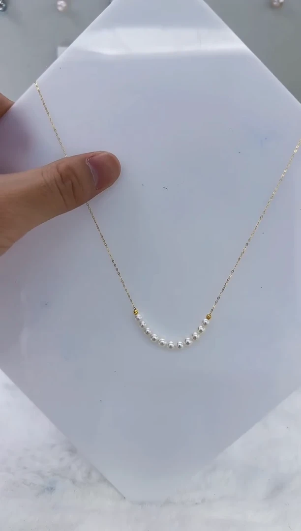 银S925镶嵌淡水珍珠DA珍珠微笑链4-5 a615