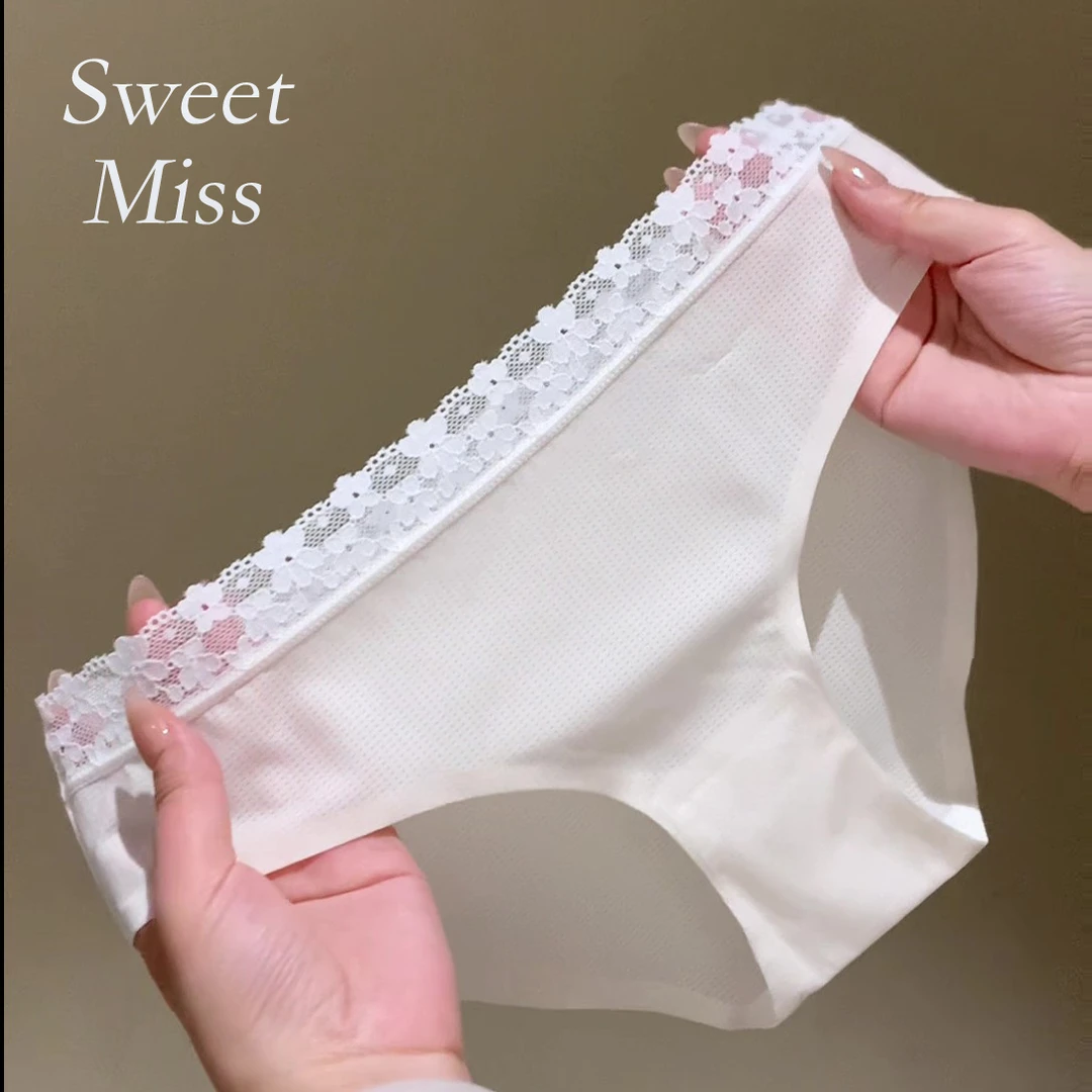 雾蕾丝影～无痕冰丝夏季薄款蕾丝一片式纯欲纯欲少女内裤2025新款