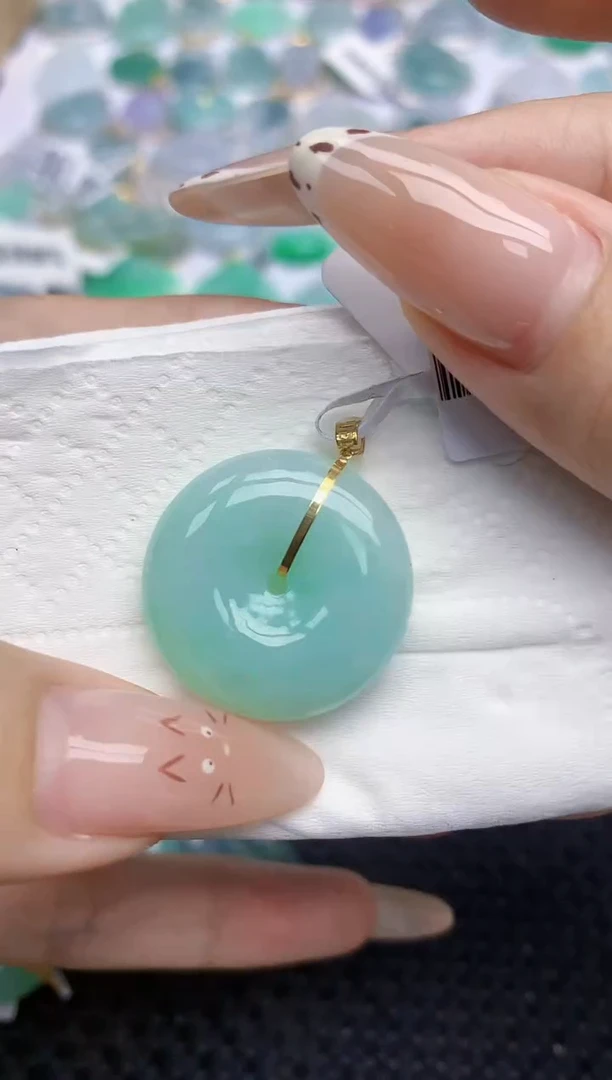 翡翠18K金镶嵌颈饰442   天然翡翠A货