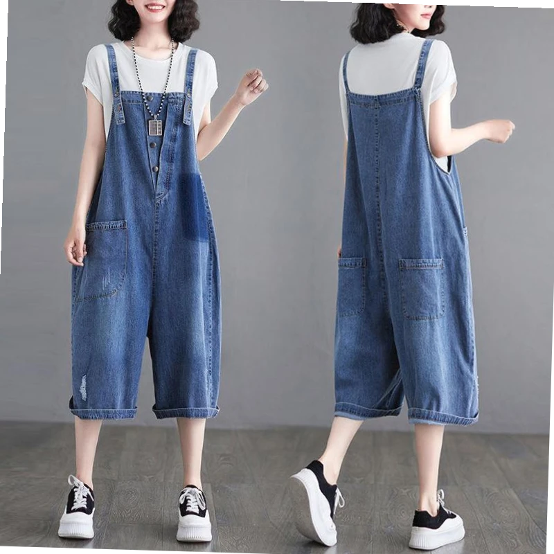 【清仓】背带裤新款吊带裤女夏版宽松七分胖阔腿裤子