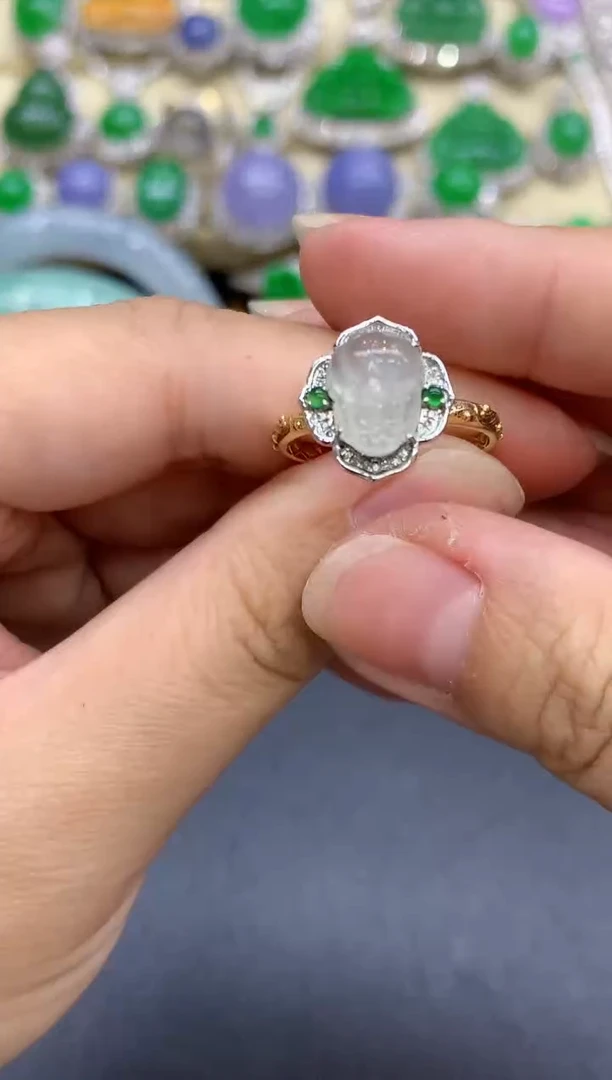 18K金镶嵌戒指翡翠425-中国好珍宝