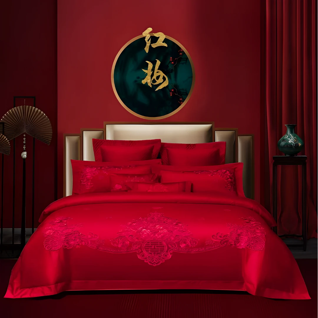 【十里红妆】100%棉高密全棉长绒棉中式婚房国风婚庆喜庆结婚四件套