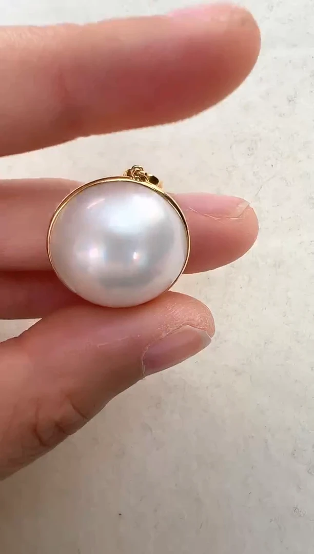 【闪购商品】拼合珍珠（马贝珠）颈饰18K金镶嵌18-19万能扣