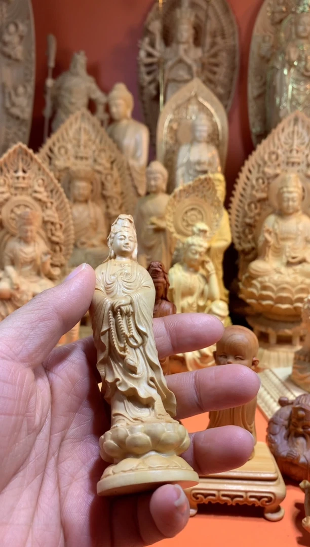 【闪购商品】木黄杨木念珠观音12cm高