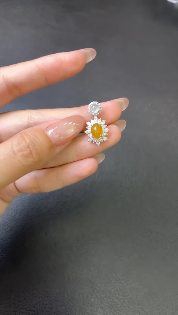 吊坠(不含链)银S925镶嵌翡翠吊坠