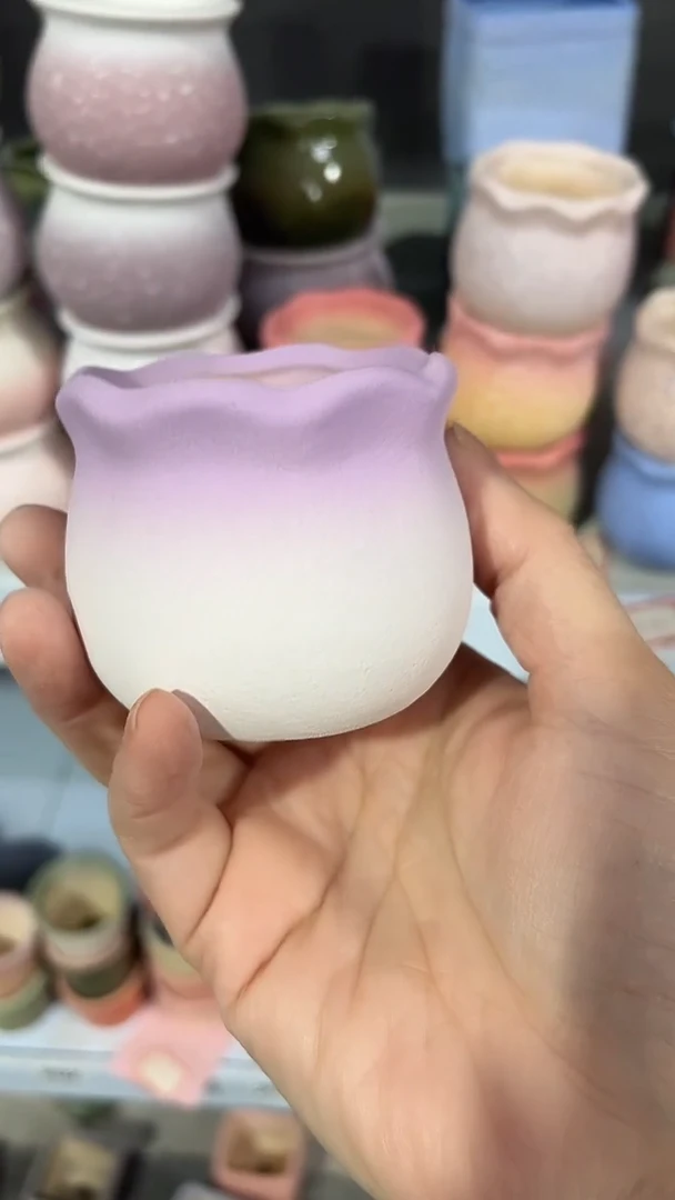 麦饭石粗陶多肉花盆口径5*5