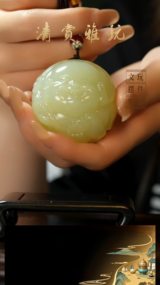 玉《圆形弥勒》手把件摆件