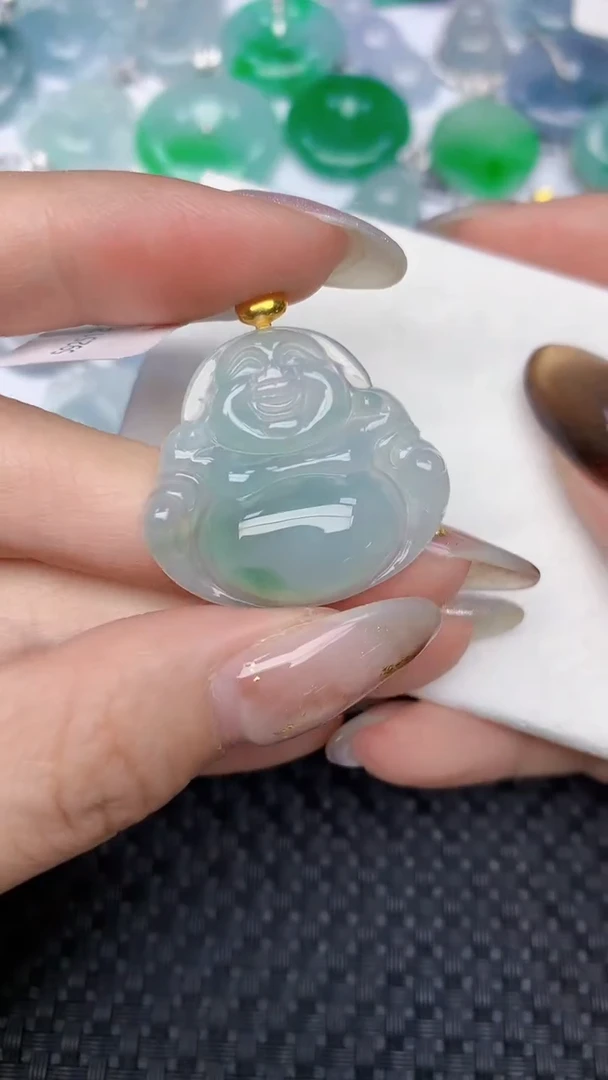 颈饰18K金镶嵌翡翠天然缅甸翡翠a货百元以上9元证书费自理