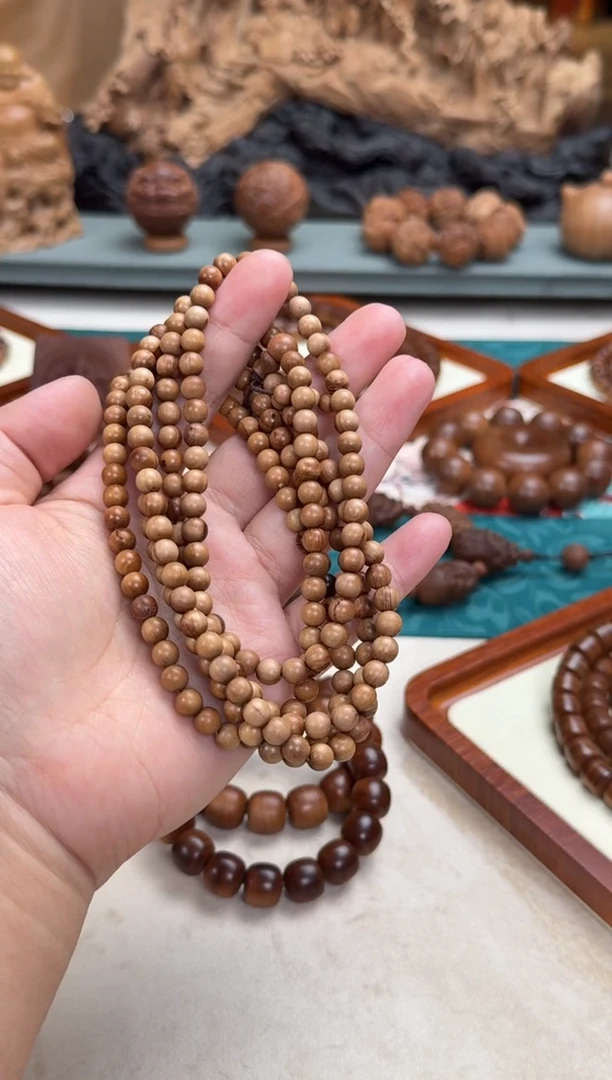 檀香木手串/手链瑕疵0.6顺纹216颗 印度老山檀香