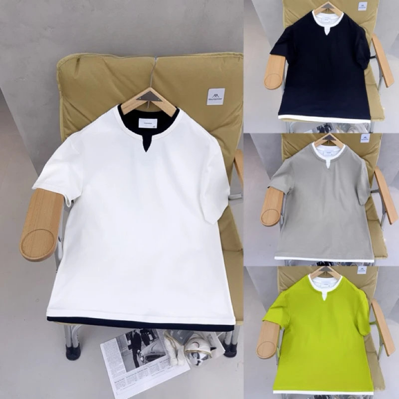 【假两件重磅亲肤短袖】夏季新款圆领半袖简约休闲T恤-K972