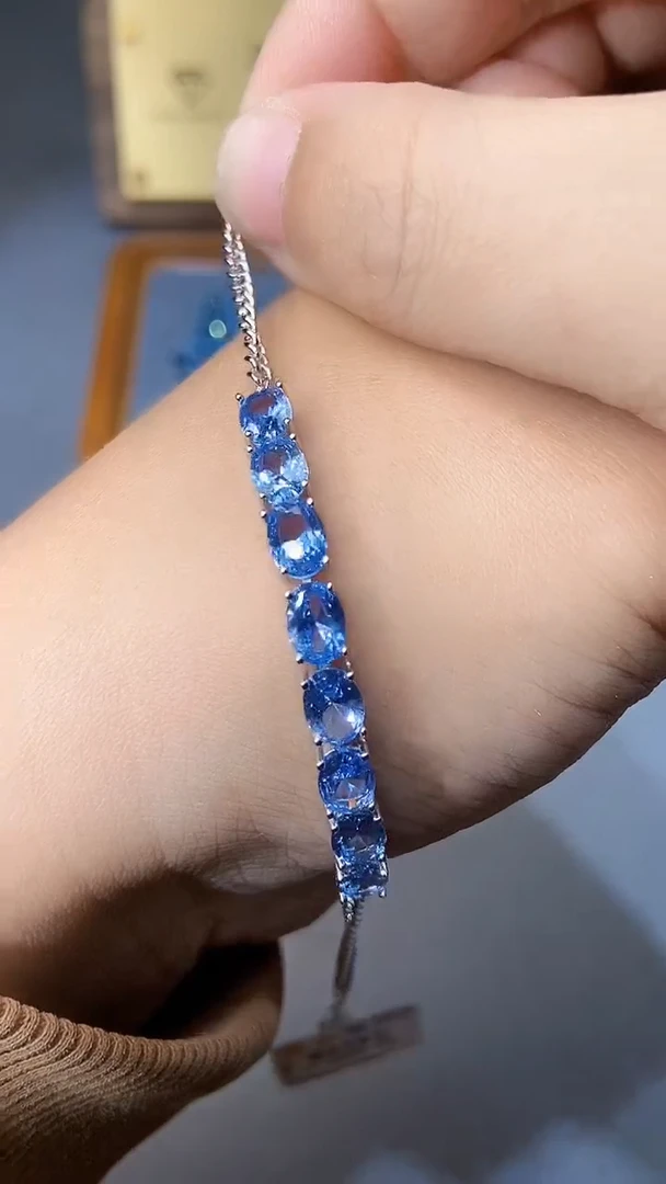 【闪购商品】海蓝宝石手链银S925镶嵌56