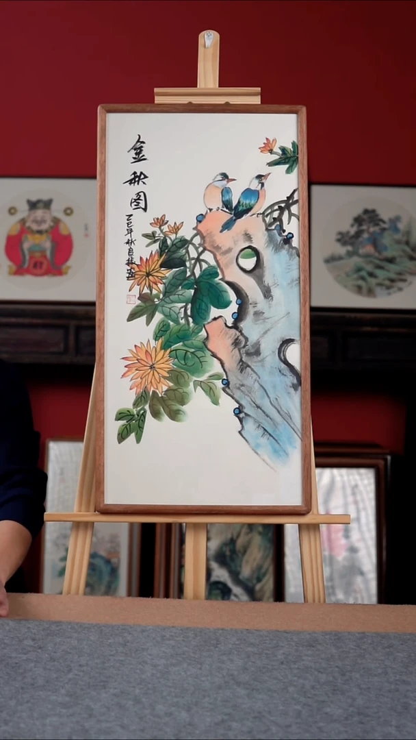 国画纯手写纯手绘-带框尺寸36*69