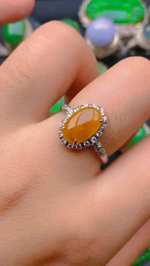 【闪购商品】翡翠戒指银S925镶嵌天然A货翡翠1