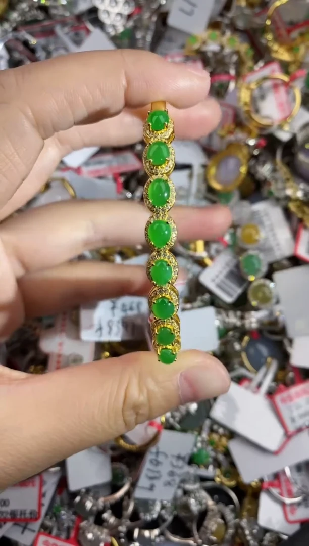 银S925镶嵌戒指翡翠8888-----8