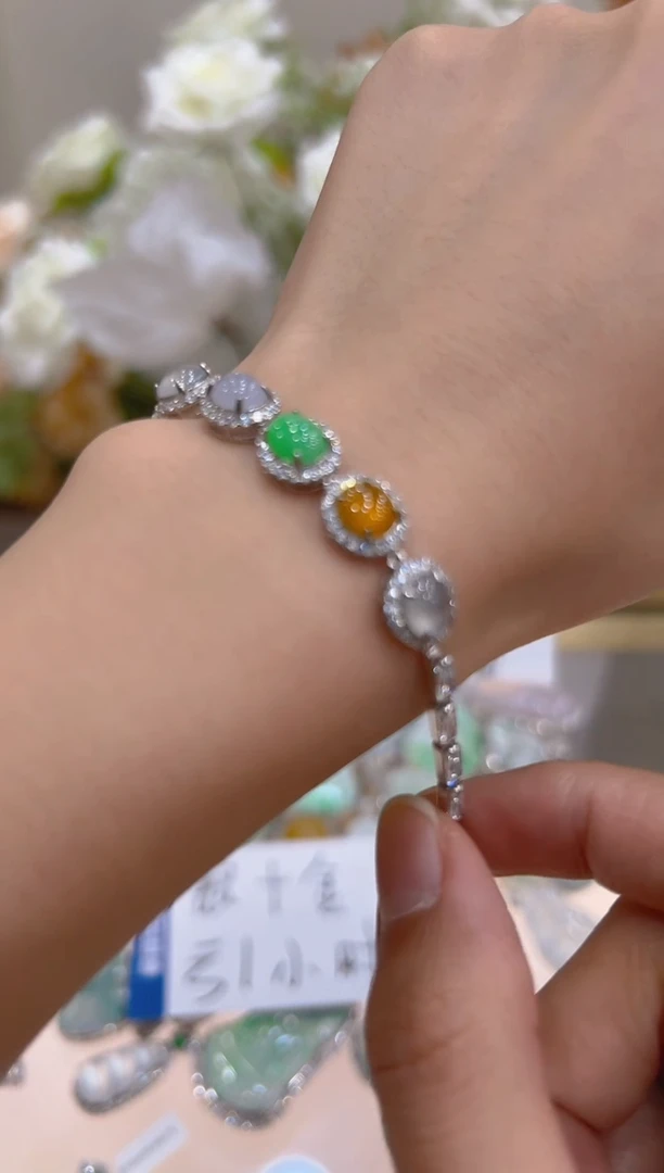银S925镶嵌手链翡翠多样性团购发一件