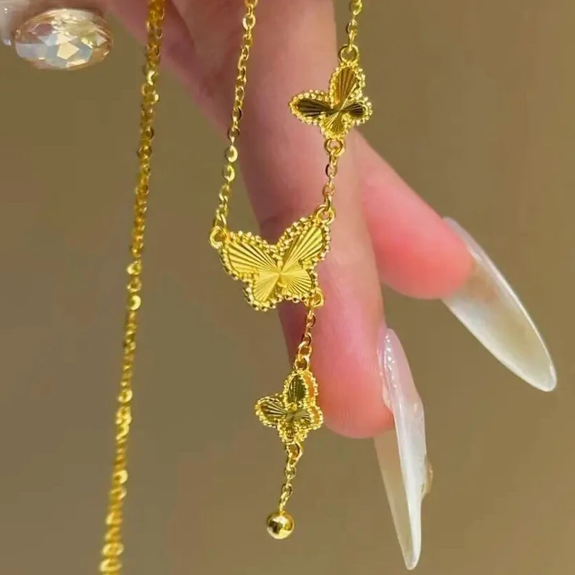 钛钢链 流苏蝴蝶链 发 圈双带气质轻奢时尚百搭小众仙气不掉色